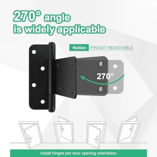 5“ Gate Hinges,260 Lbs Capacity, 4 Pack Heavy Matte Black Hinges - size: 5“-4 pcs-Matte Black