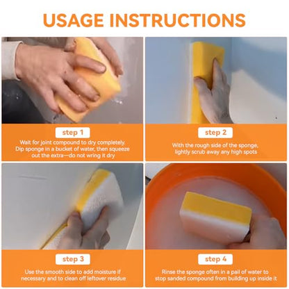 Drywall Wet Sanding Sponge, Dustless Dual Sided Walboard Drywall Sponge
