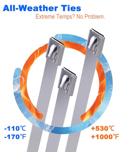 Metal Zip Ties of 100 Pcs, 6 IN 304 Stainless Steel Cable Ties, Heavy Duty Metal Zip Ties for Exhaust Wrap, Heat Resistant Fencing Ties. for Pipe, Auto repair. L/6”(150mm) W/0.18”(4.6mm) - size: 150mm( 6 inches )