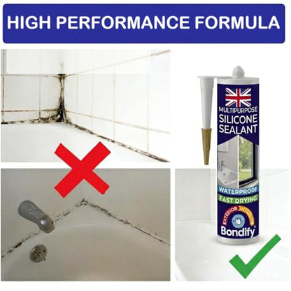 Waterproof Silicone Sealant White, Kitchen & Bathroom Sealant Solvent Free, 10oz, Ideal for Sink, Sanitary, Bath, Shower Sealant, Window - size: WHITE - 1PC