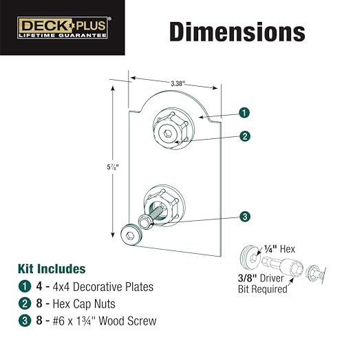 Deck Plus Laredo Sunset Faux Post Base Kit, 4in x 4in, 1 Kit, Black