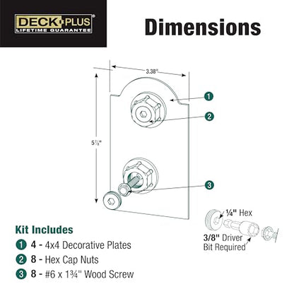 Deck Plus Laredo Sunset Faux Post Base Kit, 4in x 4in, 1 Kit, Black