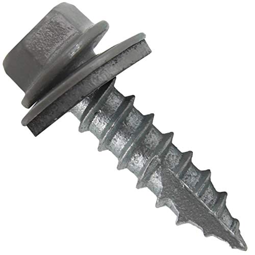 14 x 1 Charcoal Metal Roofing Screws - Hex Washer Head- Self-Starting/Tapping - EPDM Washer. 1 x 250 Count Bag - 250 Screws - color: CHARCOAL, size: 1"