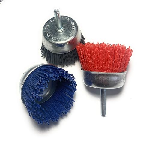 Signi 12 Pack Nylon Bristle Filament Abrasive Brush Drill Wheel and Cup Brush Set with 1/4 Inch Shank, Surface prep Remove Rust/Corrosion/Paint (2.5" Wheel, Straight Shank) - style: 2.5" wheel