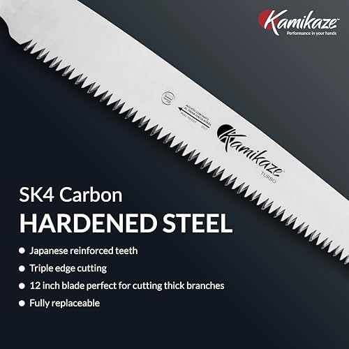 EZ Kut Kamikaze Straight Blade Pruning Saw – 18" Heavy Duty SK5 Carbon Steel – Japanese Pull-Cut Technology – Ergonomic Anti-Fatigue Grip – Tree Trimming Hand Saw with Scabbard - style: Straight Saw