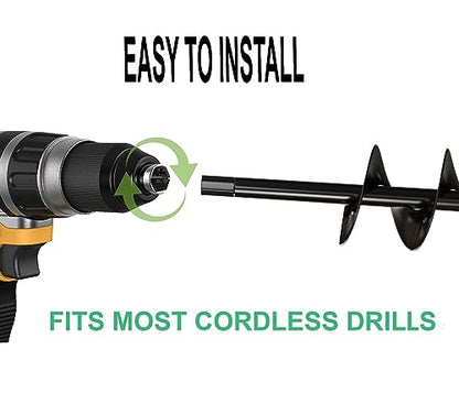 Auger Drill Bit for Planting 2x32'' - with Extension -3/8'' Hex Drive Drill - size: 2" x 32" (With Extension)