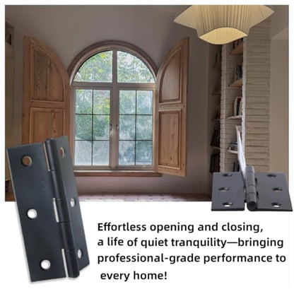 12 PCS 3 inches High-end Stainless Steel Mini Small Hinges with 72 Screws, Black - color: Black, size: 3IN-12PCS