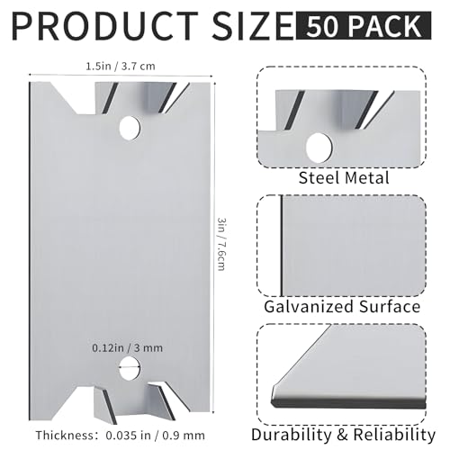 50 Pack 1.5" x 3" Anti-Nail Protection Plate Shield