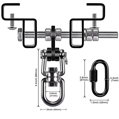 BeneLabel Punching Bag Hanger for I Beam 880 LBs Capacity Heavy Bag Mount Width Adjustable Boxing Bag Holder & Steel Beam Clamp for Beam - color: Hanger&Carabiner&360°Swivel(2 Pack)