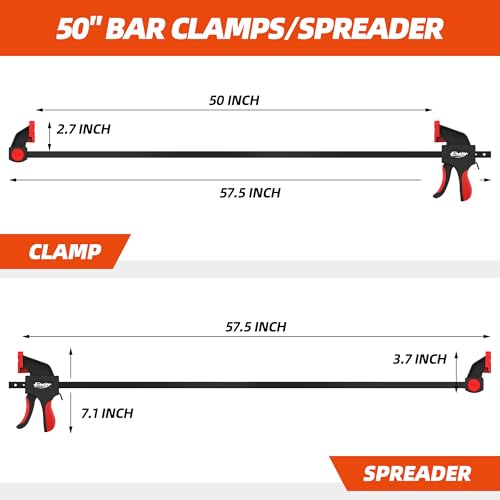 50" Woodworking Clamps, 170lbs One-Handed Clamp/Spreader, 2PCS