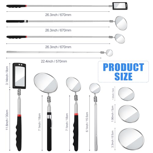 BBTO 4 Pcs LED Inspection Mirror - size: Various Sizes, style: Elegant Style