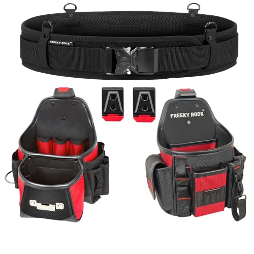 Heavy Duty Tool Belt with 2 Tool Pouches, Adjustable Work Belt for Electrician Carpenter DIYer, Men's Utility Pouch Combo Set for Construction