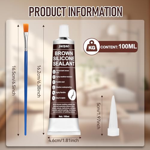 JAOJAO Brown Silicone Caulk Without Cracking or Peeling Long-Lasting Joints - color: Brown, size: 100ML