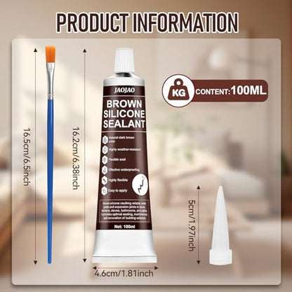 JAOJAO Brown Silicone Caulk Without Cracking or Peeling Long-Lasting Joints - color: Brown, size: 100ML