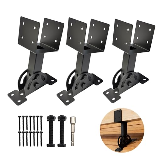 3 Pcs 4“x 4”Heavy Duty Roof Riser Brackets Kit - color: Black -4×4, size: Set 3
