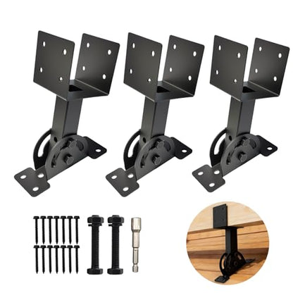 3 Pcs 4“x 4”Heavy Duty Roof Riser Brackets Kit - color: Black -4×4, size: Set 3