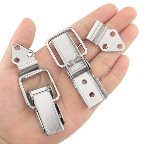 2PCS Spring Loaded Toggle Lock Clasp Buckle Latch Tool Box Hasps 304 Stainless Steel Tool Box Hood Locks Latches 90 Degree Right Angle Latch