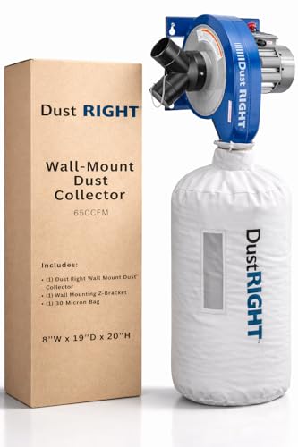 Rockler Dust Right 650 CFM Wall Mount Dust Collector for Woodworking Shops