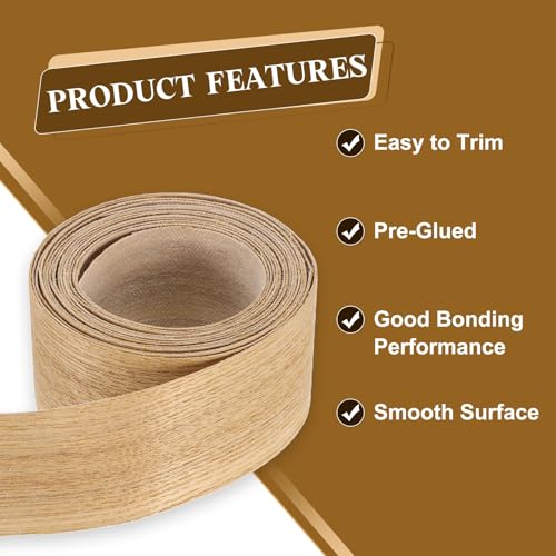 uxcell 1-1/2 Inch x 10ft Wood Veneer Edge Banding, Pre-Glued Flexible Ash Edging Strips, Iron on with Hot Melt Adhesive Wood Tape for Cabinet Repair and Furniture Restoration - size: 1-1/2 Inch x 10ft