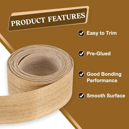 uxcell 1-1/2 Inch x 10ft Wood Veneer Edge Banding, Pre-Glued Flexible Ash Edging Strips, Iron on with Hot Melt Adhesive Wood Tape for Cabinet Repair and Furniture Restoration - size: 1-1/2 Inch x 10ft