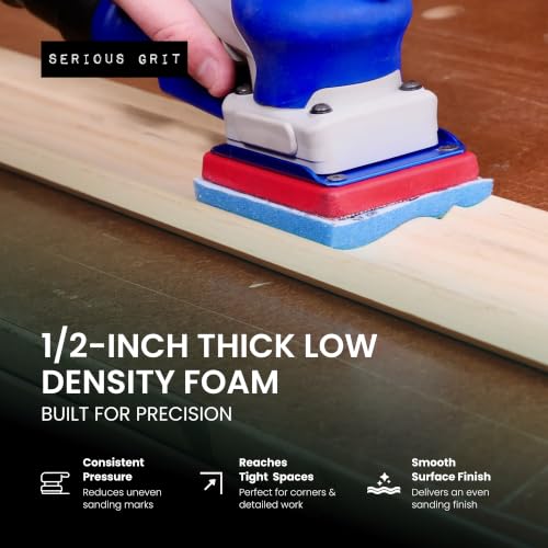 Serious Grit - 3x4 1/2" Foam Sanding Pads - 150-180 Grit Finish - 10 Pack - size: 150-180 Grit, style: 12.7mm Foam