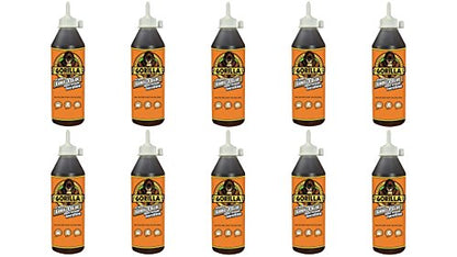 Gorilla Original Waterproof Polyurethane Glue, 18 ounce Bottle, Brown, (Pack of 10)