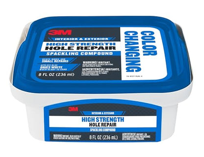 3M High Strength Color Changing Spackling Compound, 8 oz Tub, 2 Pack – Blue-to-White Drying Formula, Fast-Drying, No Shrink, Primer-Enhanced, Interior and Exterior Wall Repair, Easy Application - style: 2-Pack
