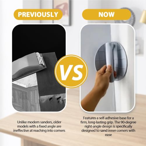 Right Angle Semi-Circular Angle Sanding Tool, Multi-Functional Semi-Round Corner Sandpaper, Self-Adhesive Handheld Micro Detail Sander, 3pcs Sandpaper for Wall