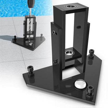 Pool Fence Drill Guide with Adjustable Angle & Built-in Bubble Level - Reinforced Stability for Concrete Drilling, Universal Application for Pool Fences & More