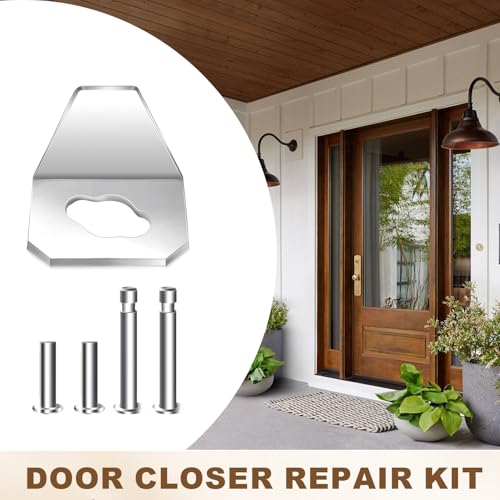5-Pack Heavy Duty Screen Door Closer Replacement Kit - Compatible with Andersen Larson Pella Emco - Includes 4 Steel Pins & 1 Reinforced Iron Plate for Storm/Security Doors