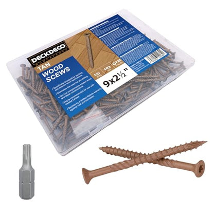 Wood Screws #9 x 2-1/2"Exterior Deck Screws 92pcs(approx)1 lb/Box - size: #9x2-1/2"