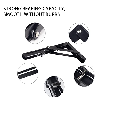 Black Folding Shelf Brackets Max. Load 220 lb, Heavy Duty DIY Wall Mounted Shelf Bracket Space Saving for Table Work Bench (10 INCEH-2PCS) - size: 10 INCH-2PCS