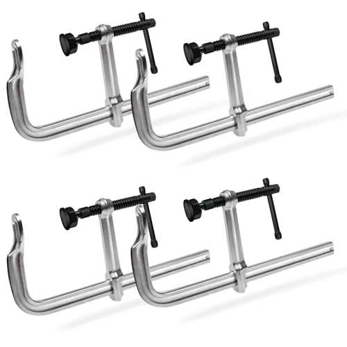 Heavy-Duty 12-Inch F-Clamps, 4-Pack, 3450 Lbs Forged Alloy Steel - size: 12 x 4-3/4 Inch (300×120mm)/3,450 Lbs