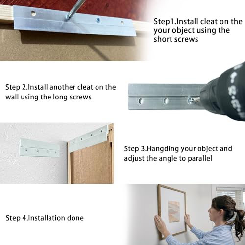 24 Inch French Cleat Hanger, Aluminum French Cleat, Mirror Hanging Hardware, French Cleat Heavy Duty for Panel, Whiteboard, Cabinet, Shelf, Headboard, Art (1 Pair, Support 160lbs) - size: 24 Inch