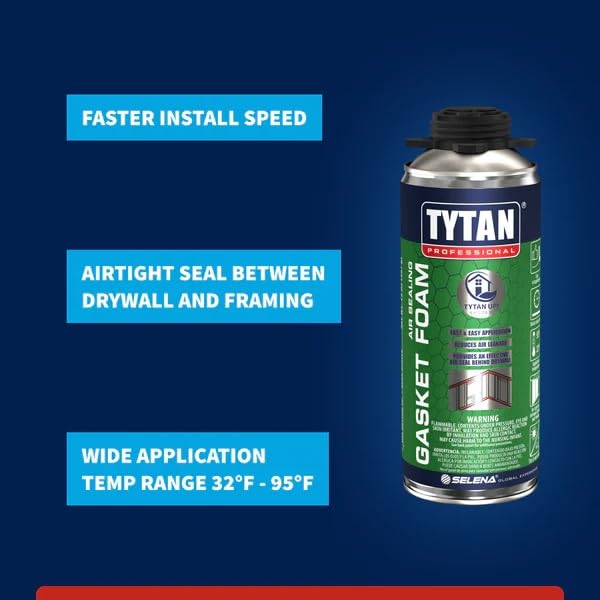 TYTAN Professional Gasket Foam Sealant – 14oz Can – Creates Airtight Seal Between Framing & Drywall – Improves Energy Efficiency (3 Can Kit) - style: 3 Can Kit