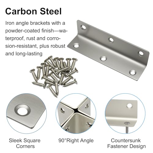 4" x 1" Corner Brace Angle Bracket, 4 Pcs, Stainless Steel - size: silver,4"x 1"