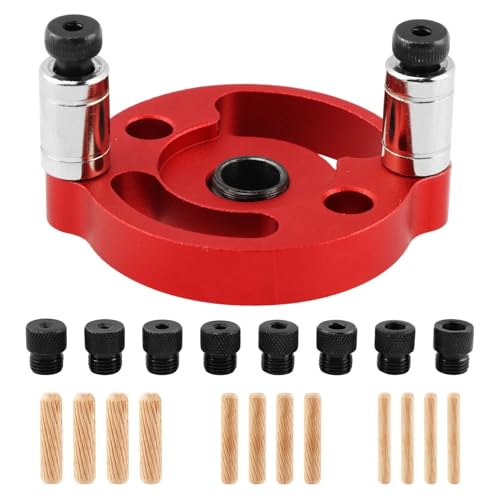 Dowel Drill Guide, Adjustable Self Centering Doweling Jig Kit with 2/3/4/5/6/7/8/9/10 mm Drill Bushes & 6/8/10 mm Doweling Jig for Woodworking Straight Holes