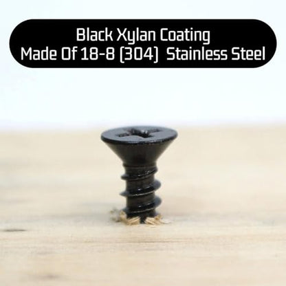 Bolt Dropper #8 x 1-1/4-Inch Black Screws, Pack of 25 - Xylan Coated Stainless Steel Flat Head Phillips Wood Screws - Corrosion Resistant for Wood, Drywall Applications, and Outdoor Projects - size: #8 x 1-1/4''