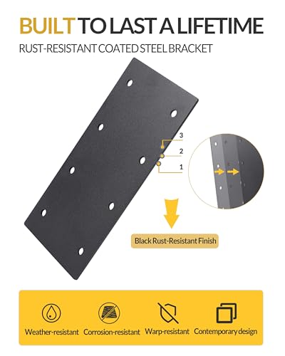 4 Pcs Ultra-Thick Straight Mending Plate, 9.25" x 4.5" Extreme Weatherproof Flat Bracket, Heavy Duty Steel I-Shape Timber Connector for 6x6 8x8 Lumber, Outdoor Pergola, Deck & Cabin - size: 4 Pack, style: P-Shape Tie