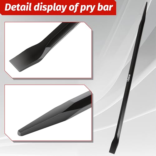 4 Pack Heavy Duty Alignment Pry Bar Set – 10/20/30/40 Inch Sleever Bars with Pointed Tip & Angled Chisel, Multi-Size Pry Bar Kit for Ironworker Construction Mechanic Industrial Use, Hex Anti-Roll - size: 50-inch