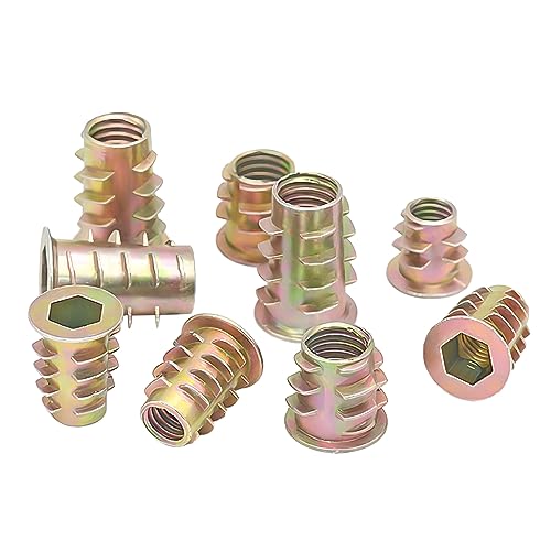 Qrity 20 Pcs Threaded Inserts, Threaded Inserts for Wood M8x20mm, Zinc Alloy Threaded Insert Nuts, Interface Hex Socket Drive - size: M8 x 20mm