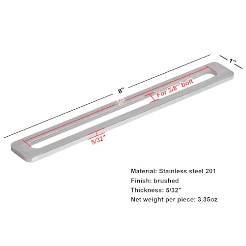 6 Pack 8" x 1" Adjustable Slotted Mending Plates, Stainless Steel - size: 8" x 1"