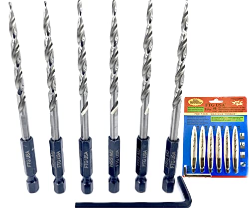 FTG USA 6 Pc #8(11/64") Replacement Tapered Countersink Drill Bit Hex Shank - size: #8, style: 6 Piece Same Size