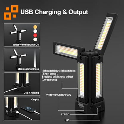 iodoo 13200mAh Rechargeable Solar Work Light with Folding Stand Support and Portable Carrying Bag, 8000 Lumen Stepless Dimmable, 4 Lighting Modes, White/Warm/Warm White (Black(Remote)) - size: Black(Remote)