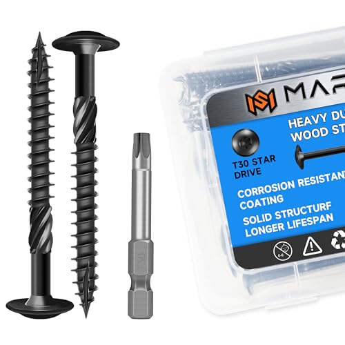 Lag Screws 3 Inch, Construction Wood Screw #14 x 3, 100-Pack Heavy Duty Self Driiling Structural Screws, Black Anti-Rust Coated Exterior Wood/Lag/Timber Screws, Torx/Star Drive Lag Bolts - size: #14 x 3"