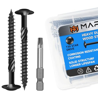 Lag Screws 3 Inch, Construction Wood Screw #14 x 3, 50-Pack Heavy Duty Self Driiling Structural Screws, Black Anti-Rust Coated Exterior Wood/Lag/Timber Screws, Torx/Star Drive Lag Bolts - size: #14 x 3"