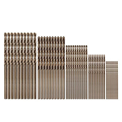 POWERTEC 1mm, 1.5mm, 2mm, 2.5mm & 3mm Cobalt Drill Bits Set, 50 Pack – M35 HSS Jobber Length Twist Bits, 135° Tip for Metal, Stainless Steel, Cast Iron, Wood & Plastic (QDB2104) - style: 50PK Metric Cobalt Drill Bits Set (1mm-3mm)