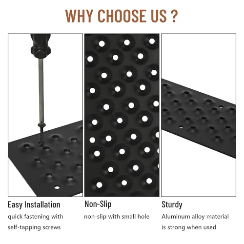 30 x 3.75 Inch Aluminum Stair Tread, 8 Pack Non Slip Metal Nosing - color: Black