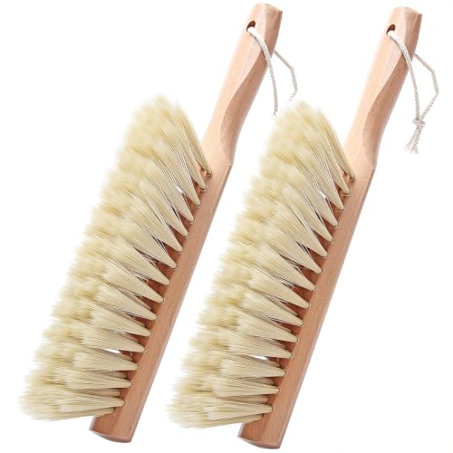 Soft Foxtail Hand Broom Wood Handle for Shop Bench 14" (2pcs Yellow) - color: 2 Yellow
