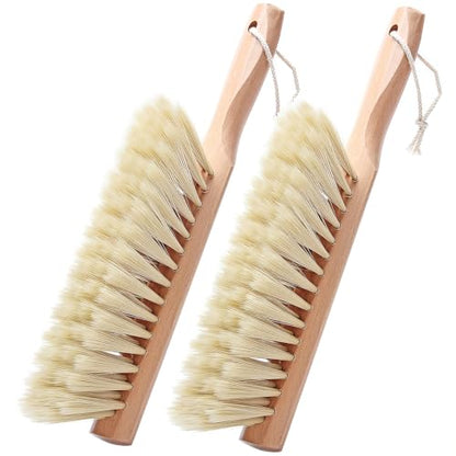 Soft Foxtail Hand Broom Wood Handle for Shop Bench 14" (2pcs Yellow) - color: 2 Yellow